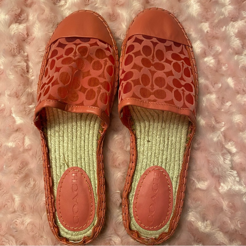 Coach Women's Pink Velvet Espadrilles